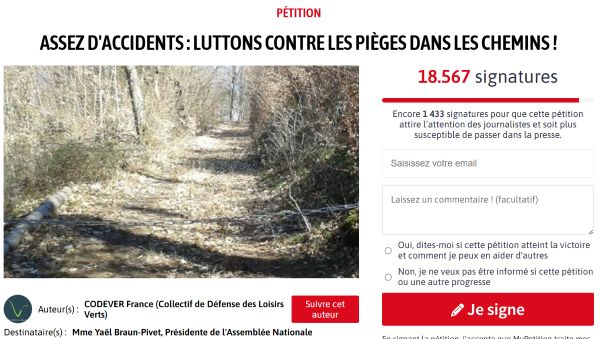 petition pièges chemins